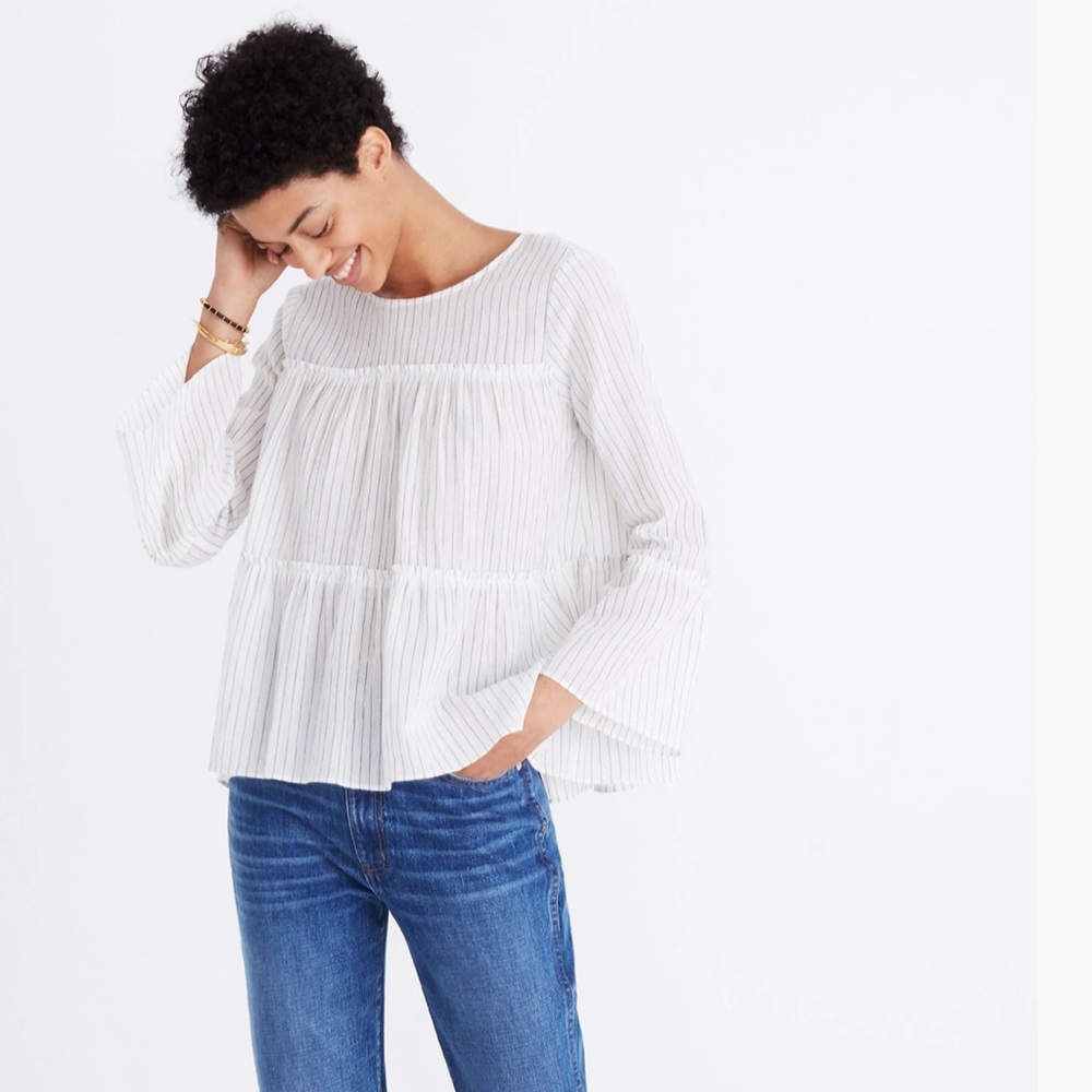 Madewell White Textured Blouse